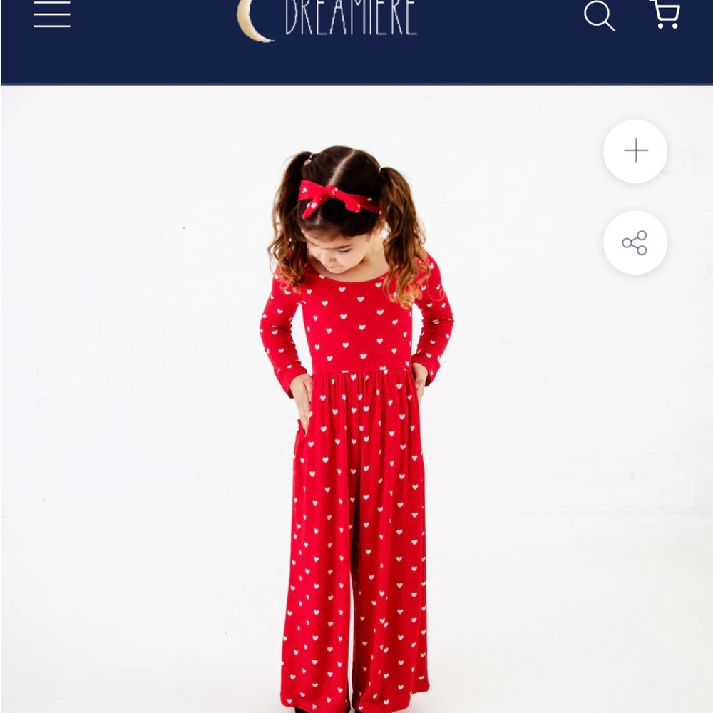 Dreamiere Capturing Hearts Red Heart Leggy Romper, size 7/8